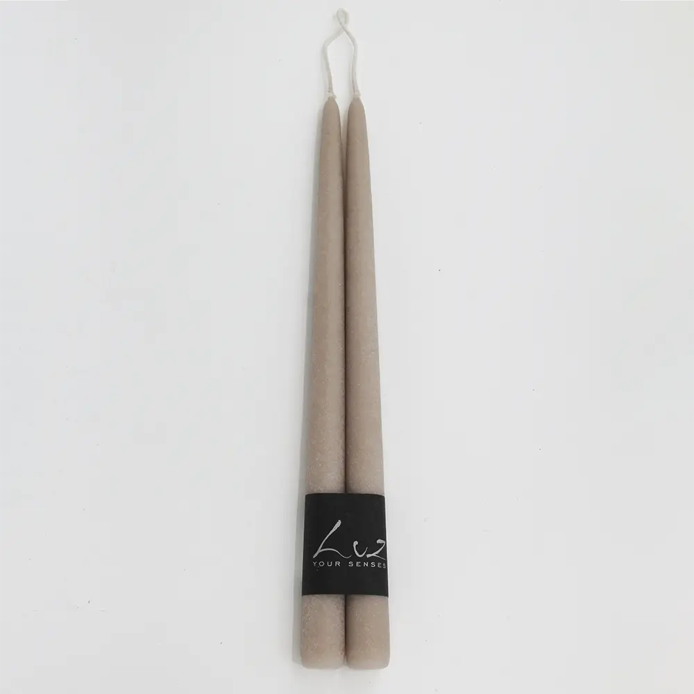 Taper Candles Pair Suede Mocha