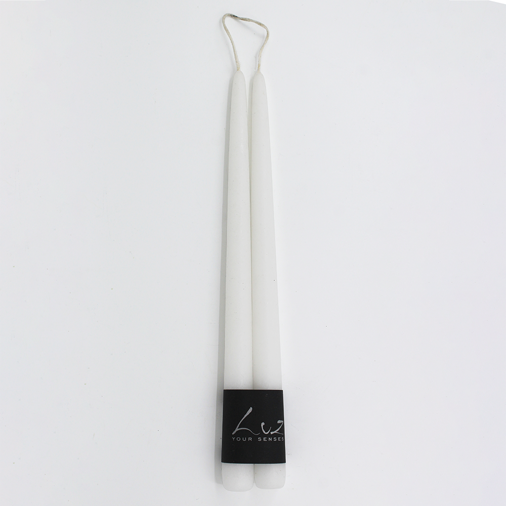 Taper Candles Pair Suede White