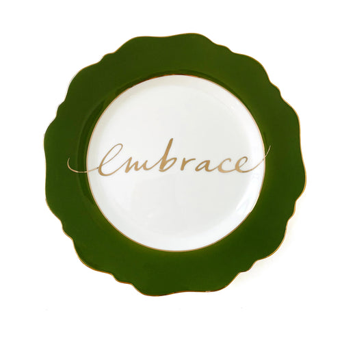 'Embrace' side plate (olive green)