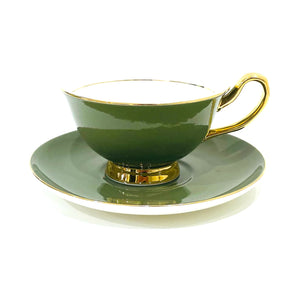 Olive Green Cup & Saucer