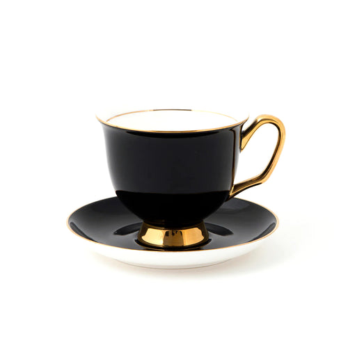 XL Black Cup & Saucer