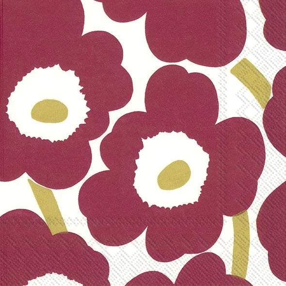 Marimekko Unikko Dark Red Gold Cocktail Napkins