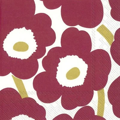 Marimekko Unikko Dark Red Gold Napkins