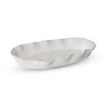 Reactive glaze white wavy oval dish