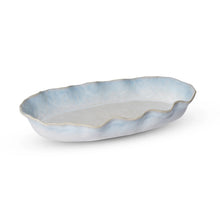Reactive glaze blue wavy oval dish