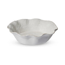 Reactive glaze white wavy bowl