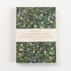 Floral mini notepad jotter with a green background