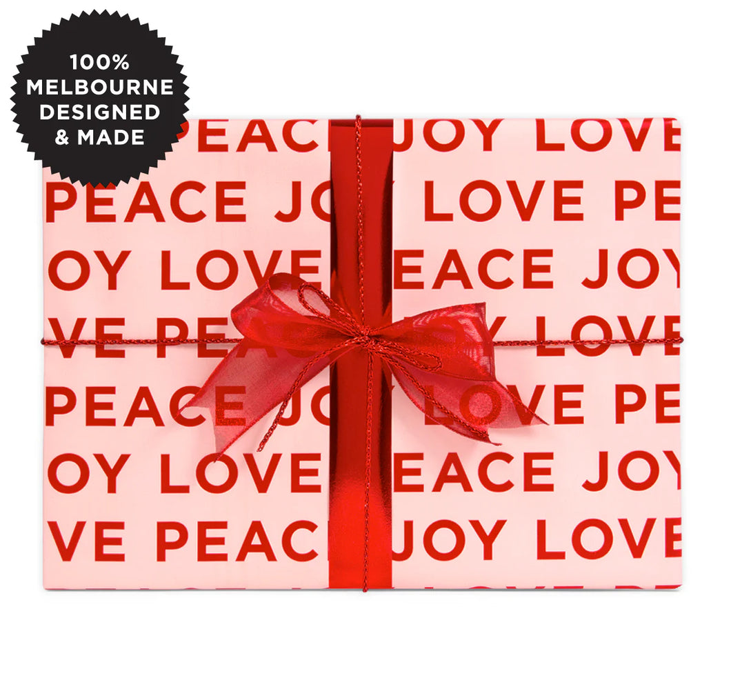 Peace Love Joy  Blush Wrapping Paper Roll
