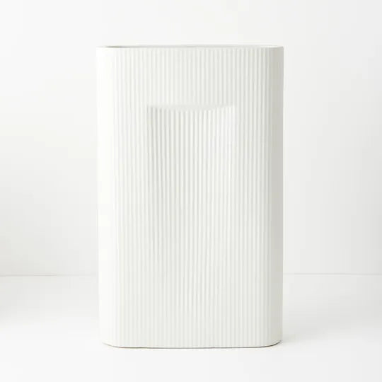 Ribbed Vase White