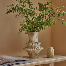 Ridged Natural Glazed Vase