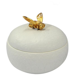 Round Decor Box with gold bee