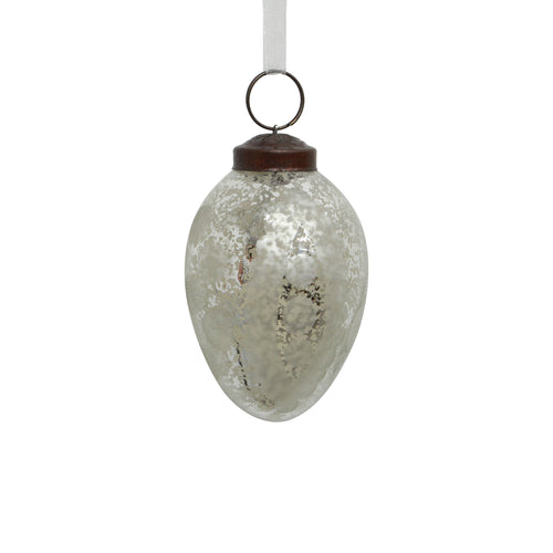 Sandblasted Oval Bauble Silver