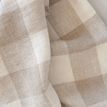 Gingham Linen Tea Towel Biscuit