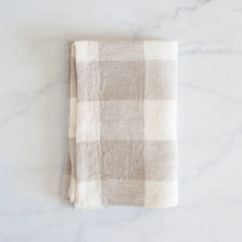 Gingham Linen Tea Towel Biscuit