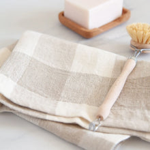 Gingham Linen Tea Towel Biscuit