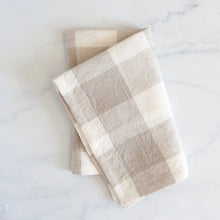 Gingham Linen Tea Towel Biscuit