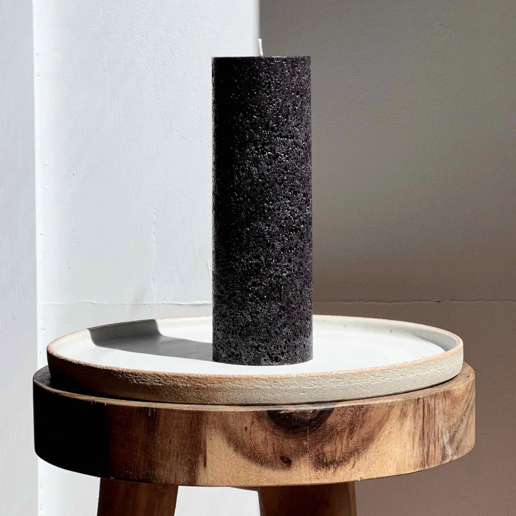 Textured Pillar Candle - Black