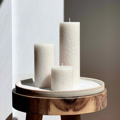 Textured Pillar Candle - Sandstone