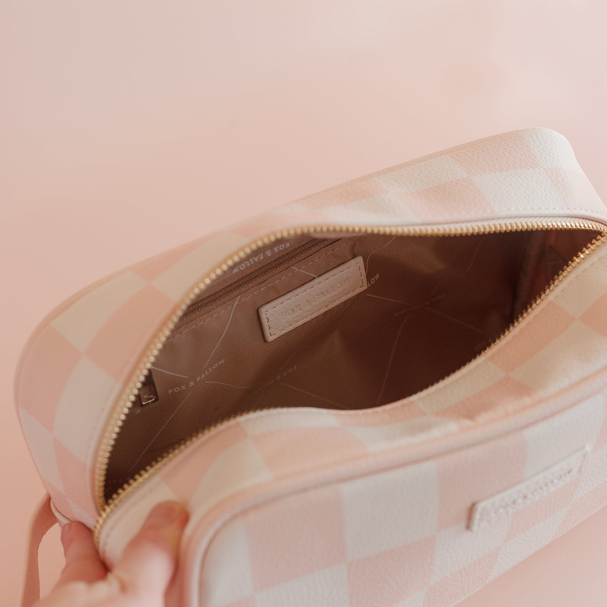 Salmon Check Wash Bag