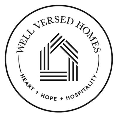 Well Versed Homes stamp, heart hope and hospitality