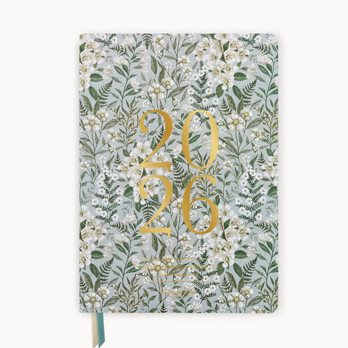 Floral notebook with '2026' on a white background