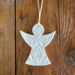 White Embossed Angel Ornament