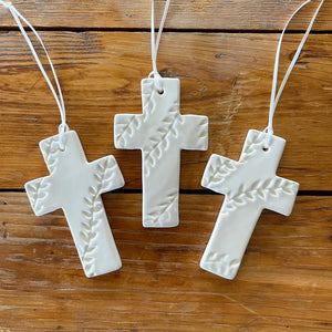 White Patterned Ceramic Cross