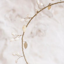 Brass Leaves Wreath with White Branchlets