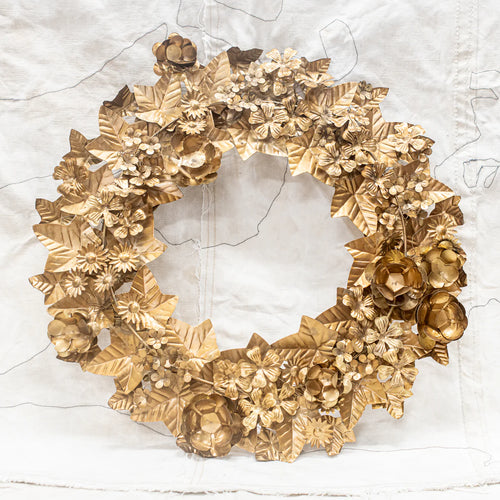 Large Gold Metal Floral Wreath