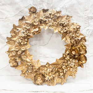 Large Gold Metal Floral Wreath