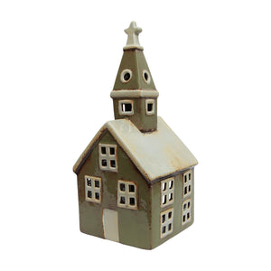 Tea Light Church Olive Green