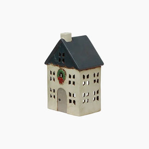 Alsace Tea Light House Blue Wreath Small