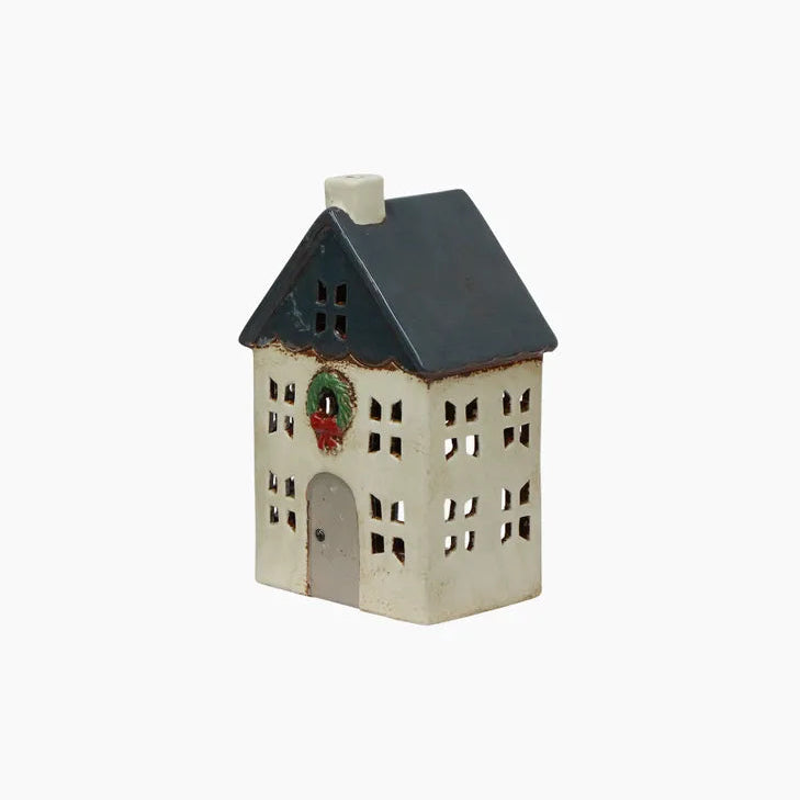Alsace Tea Light House Blue Wreath Small