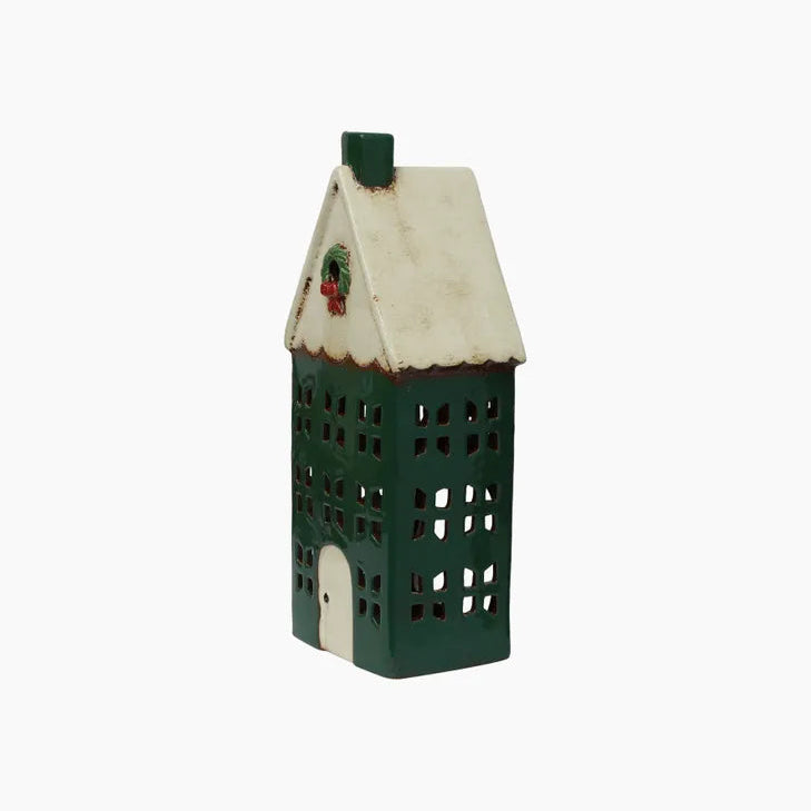 Alsace Tealight House Green Wreath Large