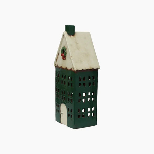Alsace Tea Light House Green Wreath Large