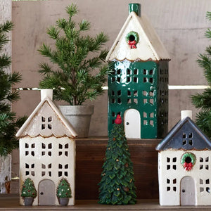Alsace Tea Light House Green Wreath Large