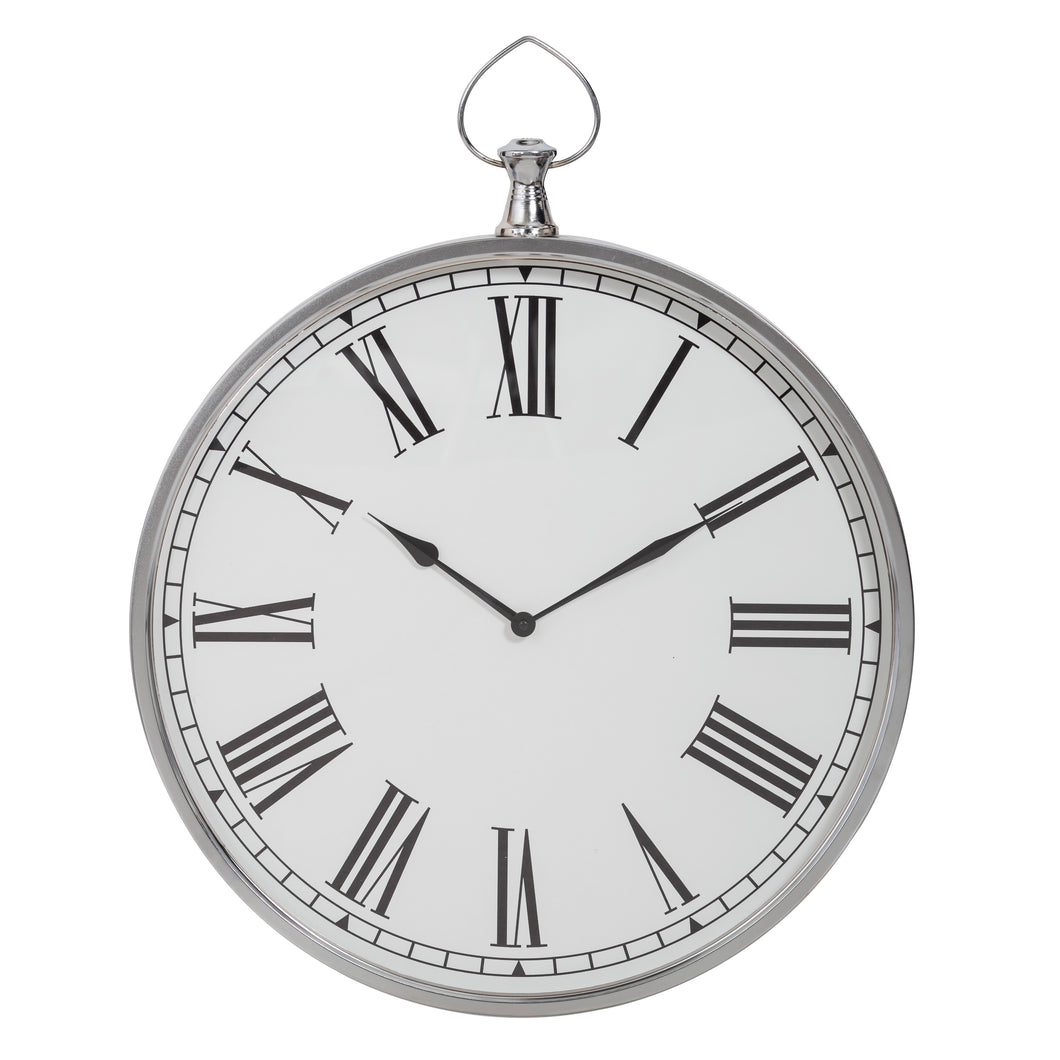 Society Home Wall Clock Silver & White