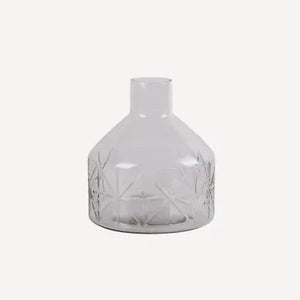 Criss Cross Etched Glass Vase