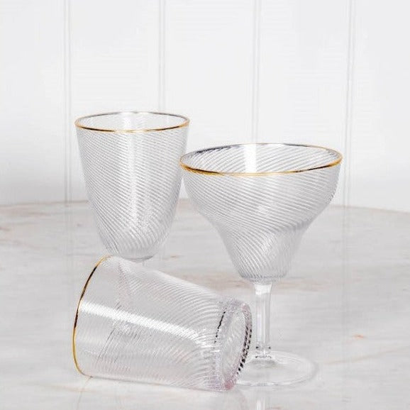 Acrylic Margarita Glass with gold trim