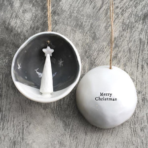 Porcelain half bauble - Merry Christmas