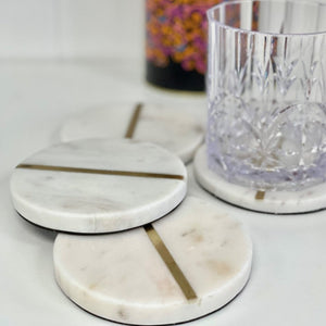 Round Gold and Marble Coaster Set