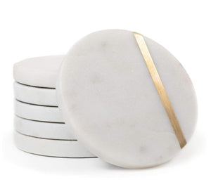 Round Gold and Marble Coaster Set