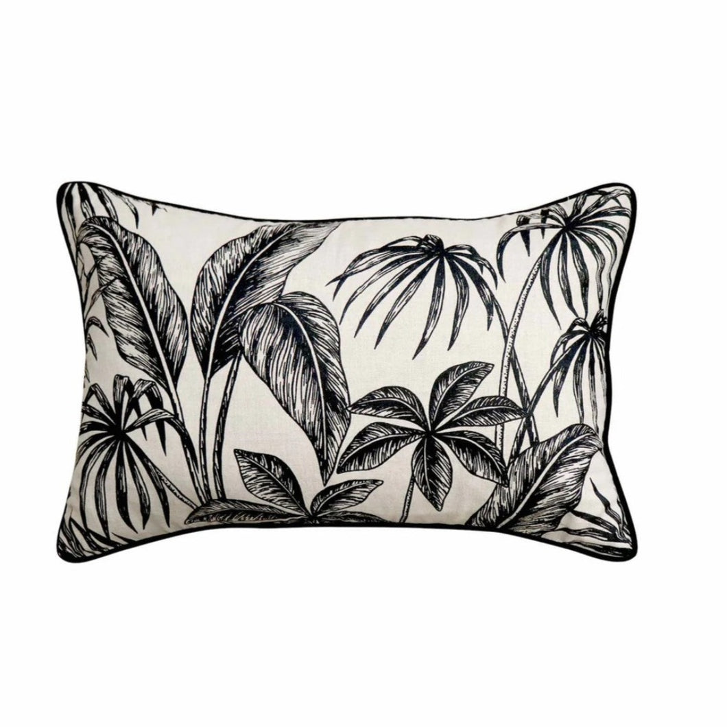 Tahiti Black/Natural Linen Cushion