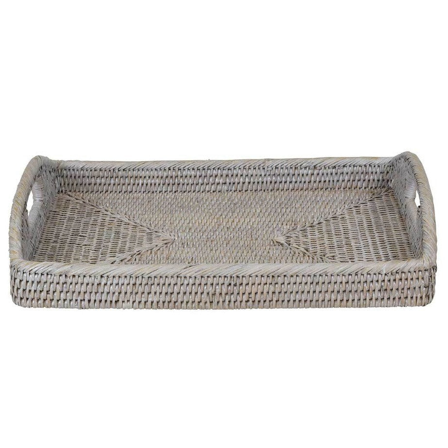 Rectangular Rattan Trays - white wash