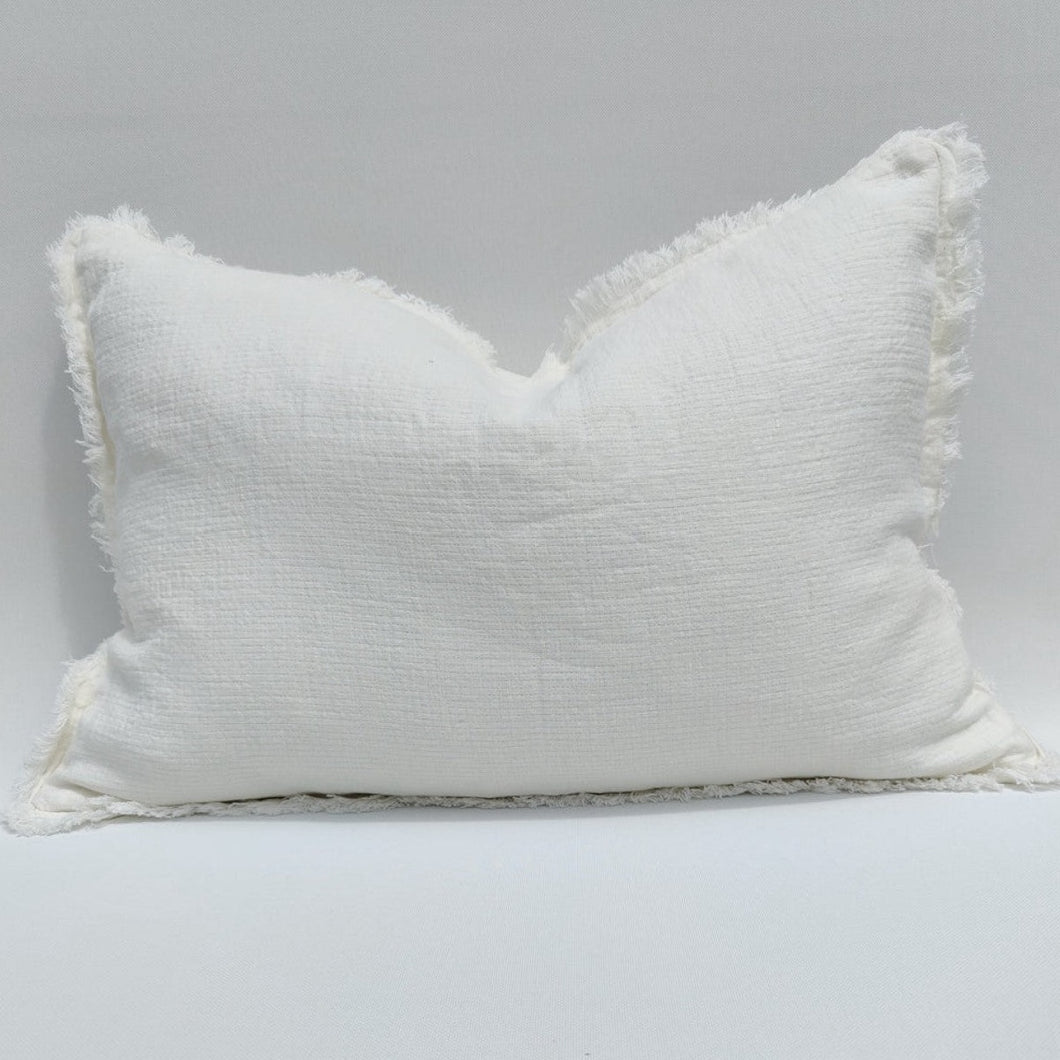 Pure Linen Lumbar Cushion Egg Shell White