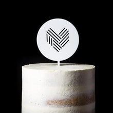 White Acrylic Round Cake Topper with heart