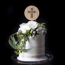 Engraved Round Timber Cake Topper with cross