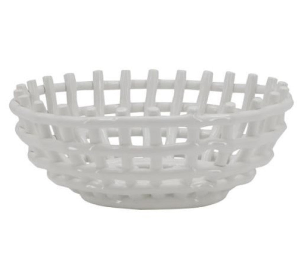 White Ceramic Lattice Bowl