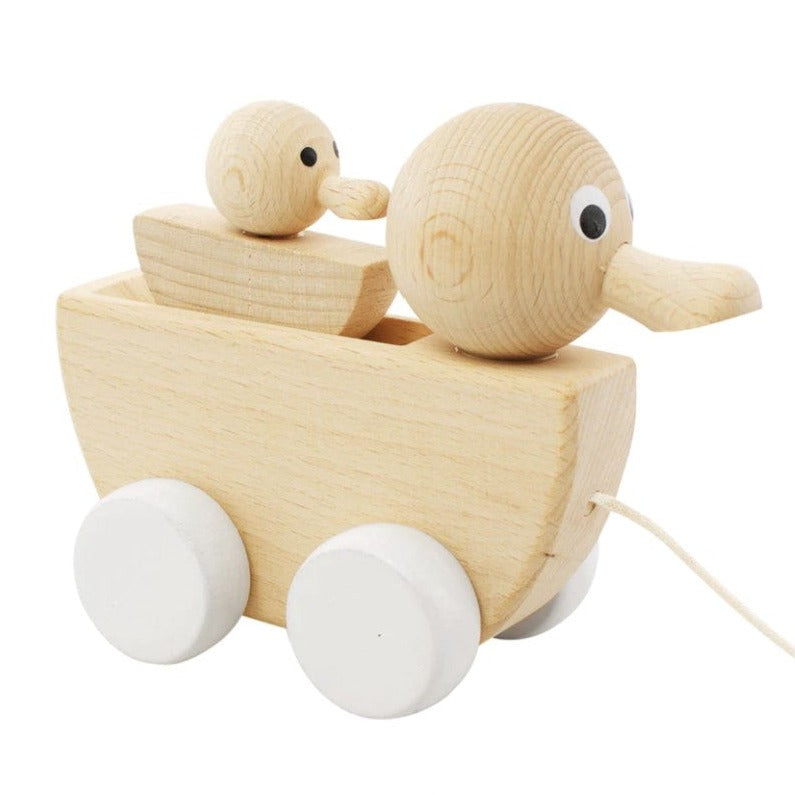 Wooden Pull-A-Long Duck + Duckling